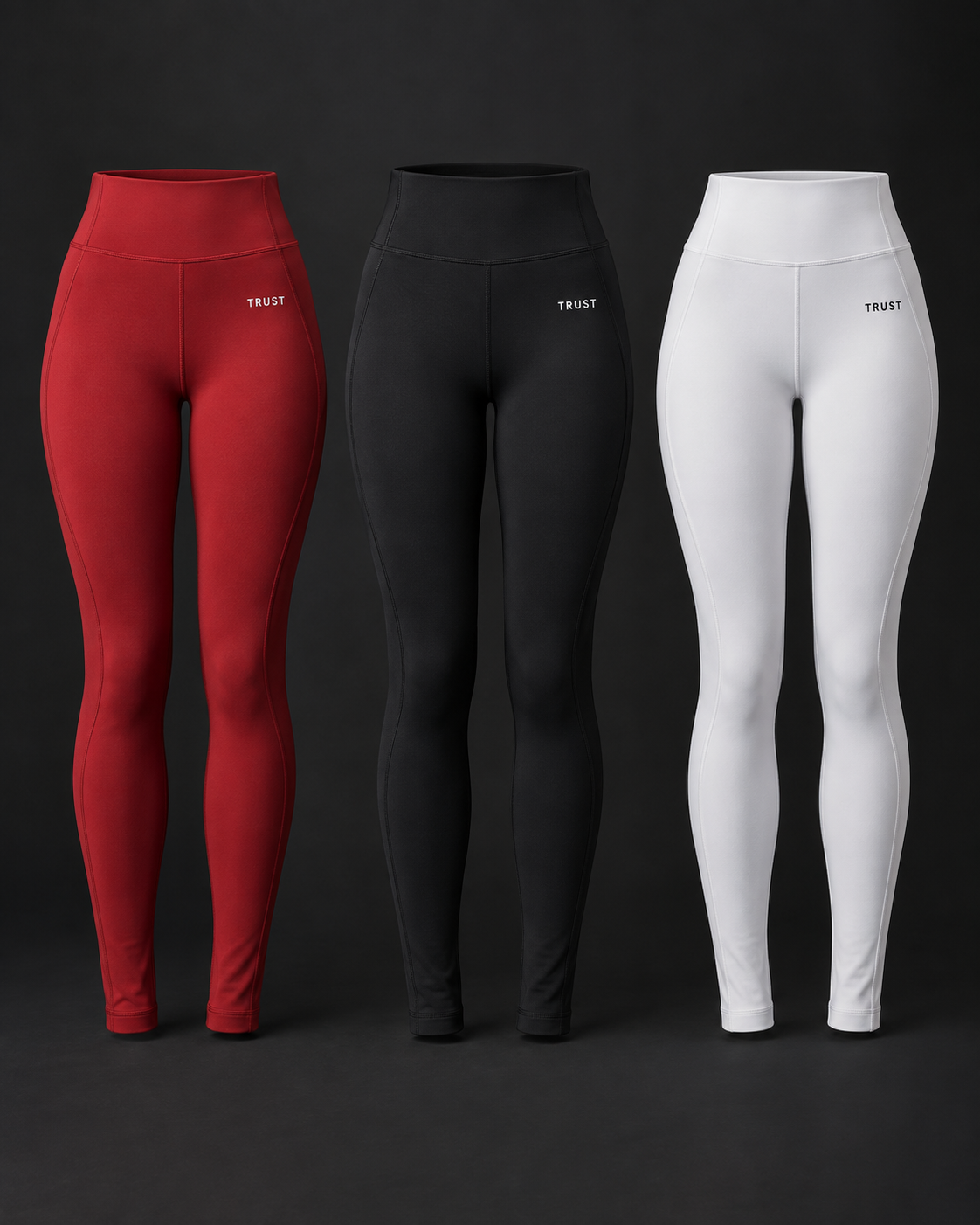 TRUST ladies gym tights in red, black and white