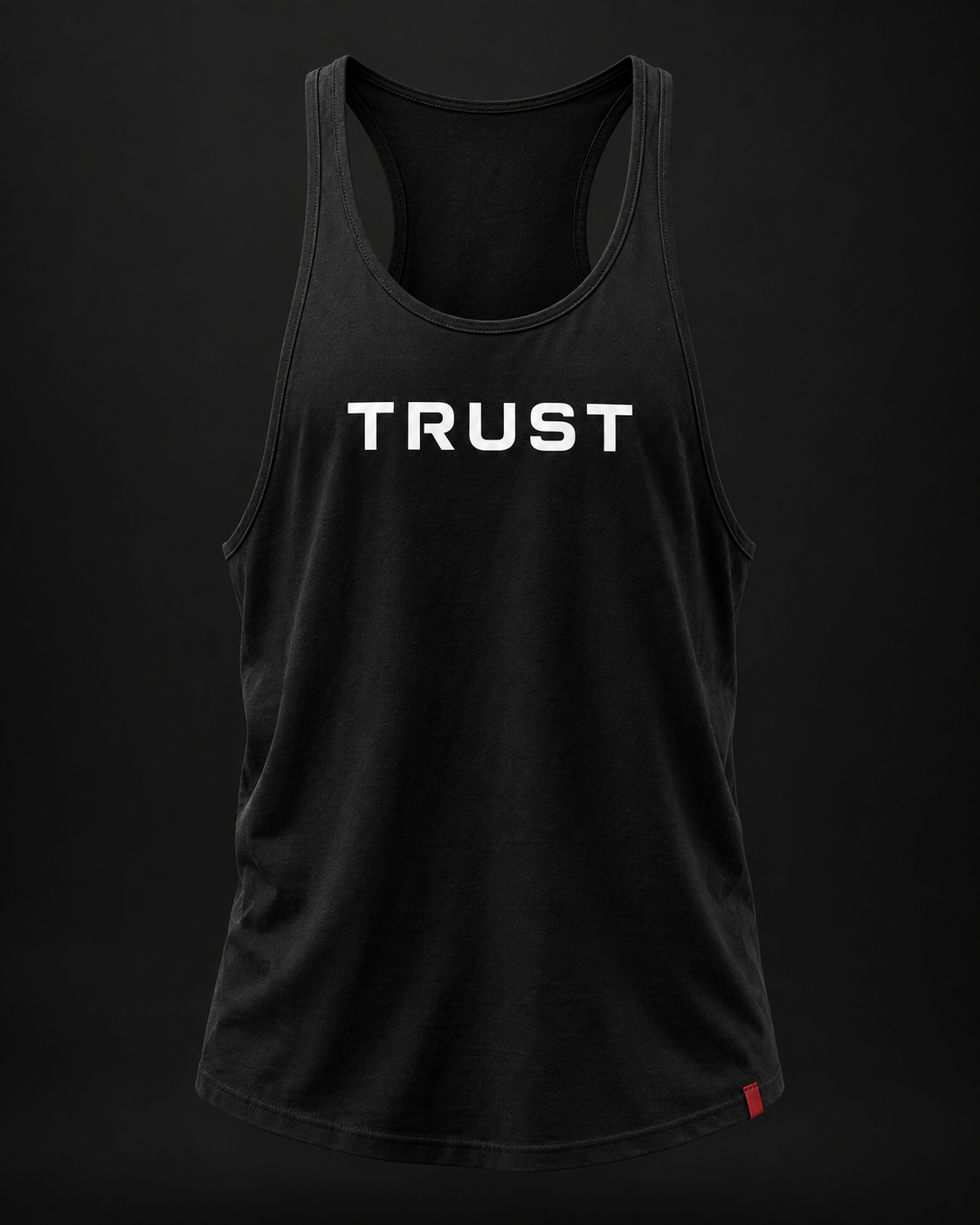 Black TRUST Training Vest concept with white TRUST branding