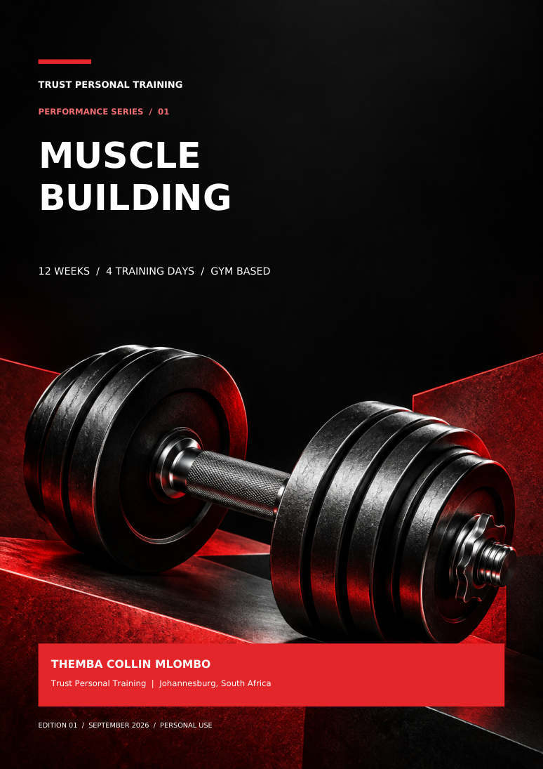 12-Week Muscle Building cover — Trust Personal Training, Themba Collin Mlombo